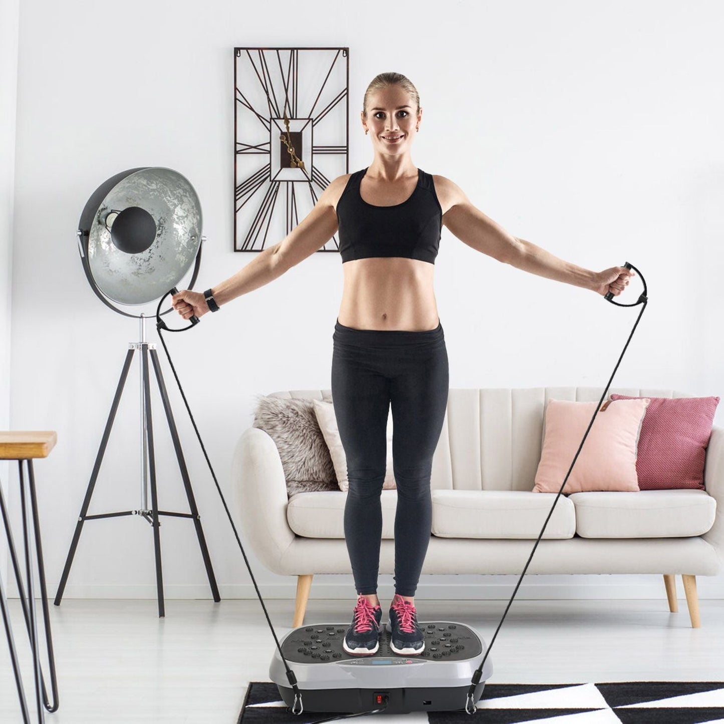Vibration Exercise Machine With Resistant Bands Remote Control Whole Body Vibration Platform Workout Equipment Home Fitness Training Equipment For Weight Loss Fat Burner New Era Fashion LLc