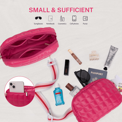 Puffer Bag Quilted Belt Bag Small Puffy Fanny Pack for Woman Running Traveling Hiking Workout Sports with Adjustable Strap-Rose New Era Fashion LLc
