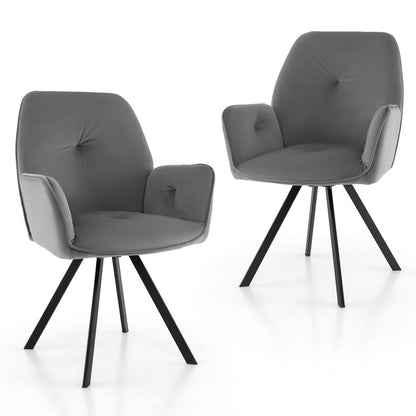 Set of 2 Swivel Accent Arm Chairs with Metal Legs and Wide Back New Era Fashion LLc