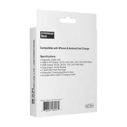 HyperGear 5000mAh PD20W Dual-Port PowerPack New Era Fashion LLc