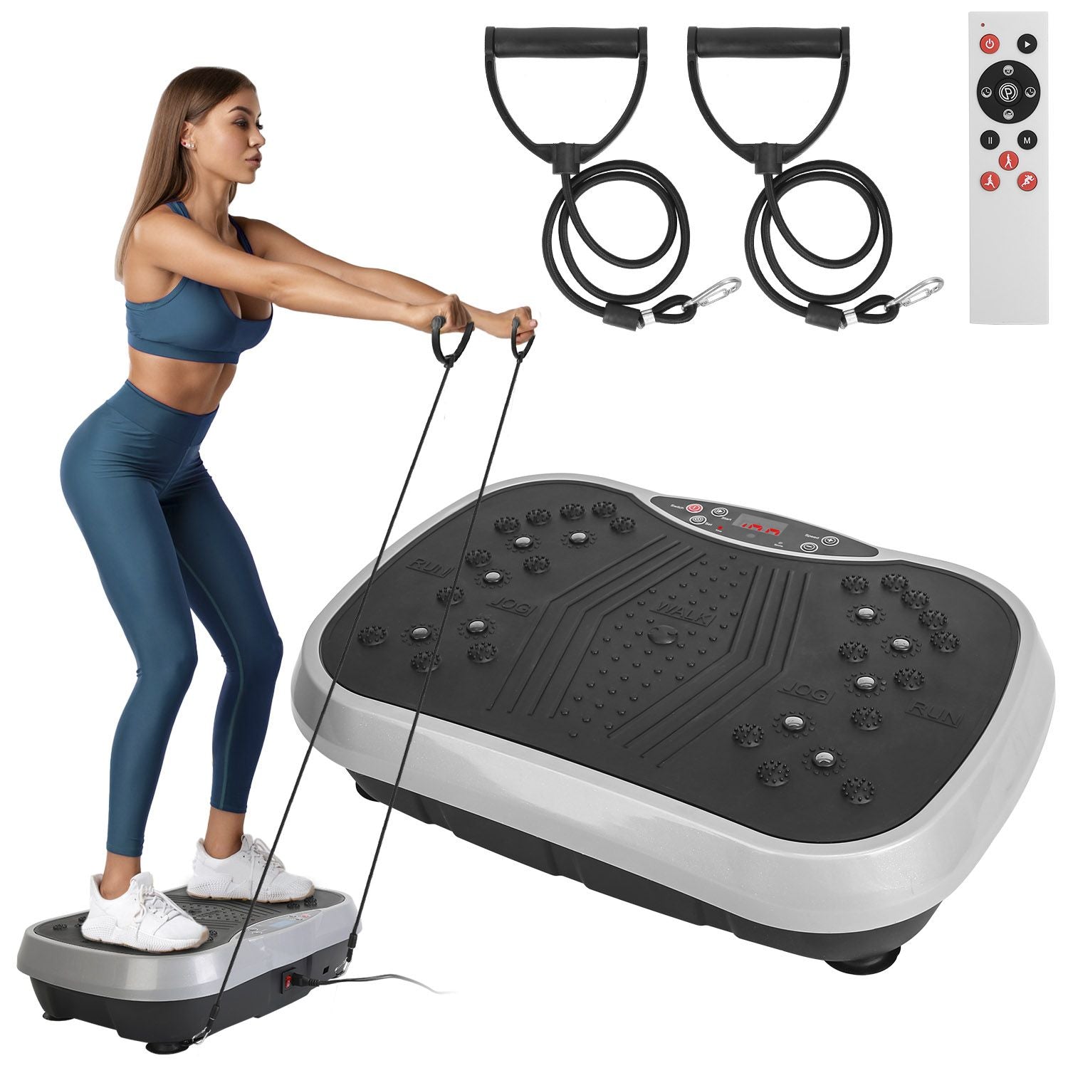 Vibration Exercise Machine With Resistant Bands Remote Control Whole Body Vibration Platform Workout Equipment Home Fitness Training Equipment For Weight Loss Fat Burner New Era Fashion LLc