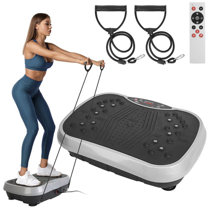 Vibration Exercise Machine With Resistant Bands Remote Control Whole Body Vibration Platform Workout Equipment Home Fitness Training Equipment For Weight Loss Fat Burner New Era Fashion LLc