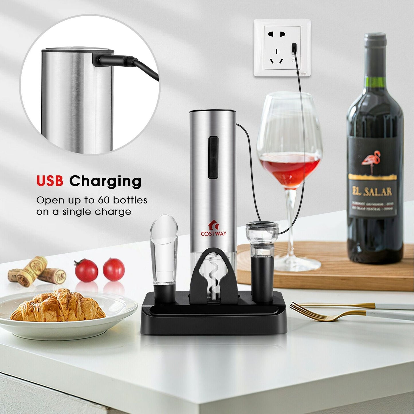 6-in-1 Electric Wine Bottle Opener Set with Foil Cutter New Era Fashion LLc
