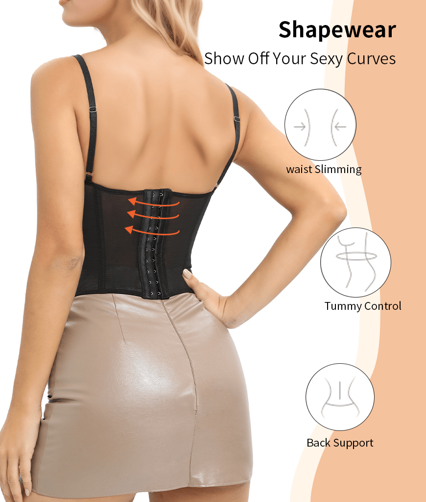 Lace Bustier Corset Tops for Women Going Out Mesh Overbust Adjustable Strap Waist Cincher Crop Bustier Party Rave Date Night Outfit Tank Top New Era Fashion LLc