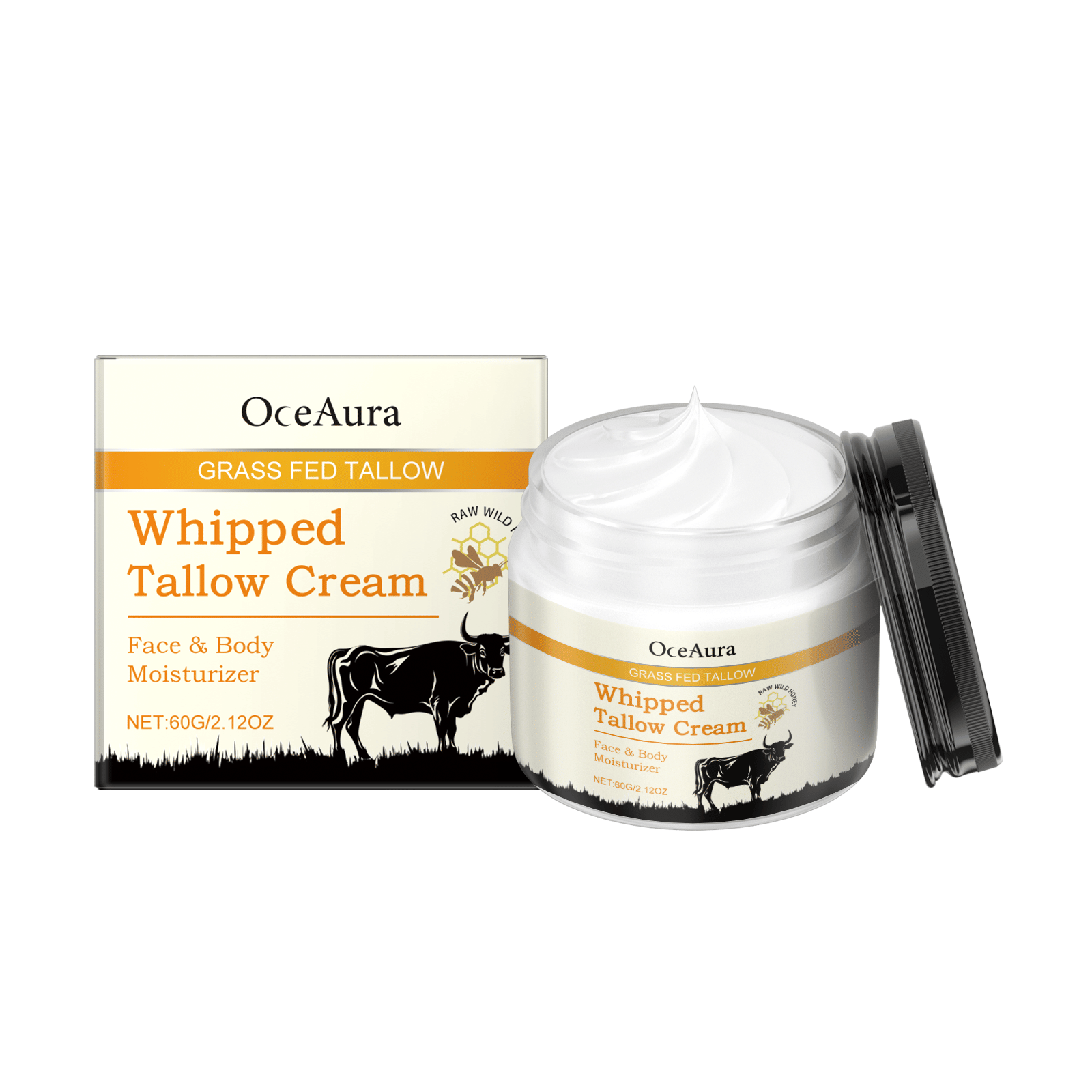 OceAura Beef Tallow and Honey Moisturizing Cream Hydrates and Nourishes, Softens Skin, Suitable for Dry Facial Skin Care and Daily Nourishing New Era Fashion LLc