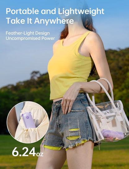 Handheld Fan with 4500 mAh Powerbank Max 37 Hours Runtime, Pocket Portable Battery Operated or USB Powered Folding Personal Fan, 3 Speeds, Gifts for Women Men Kids Gift for Festival New Era Fashion LLc