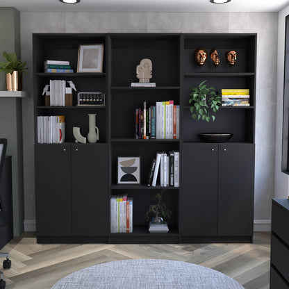 Isabella Black 3 Piece Living Room Set with 3 Bookcases New Era Fashion LLc