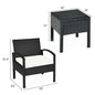 3 Pieces Outdoor Rattan Patio Conversation Set with Seat Cushions New Era Fashion LLc