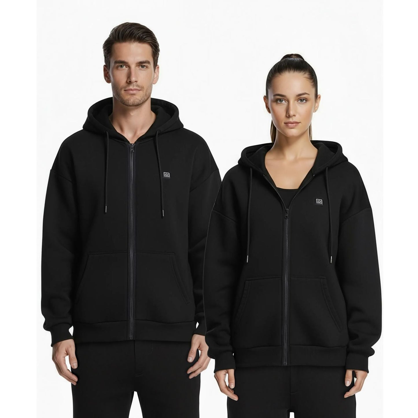 Heated Jacket Hoodie for Men Women, Heated Sweatshirt Unisex Full-Zip with 7.4V 16000mAh Power Bank Pack, 5 Heating Zones, 3 Temp Levels, 4-8H Warmth, for Winter Outdoor Camping, Black, XL Size New Era Fashion LLc