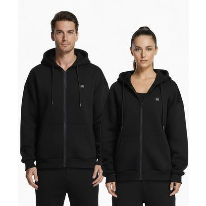 Heated Jacket Hoodie for Men Women, Heated Sweatshirt Unisex Full-Zip with 7.4V 16000mAh Power Bank Pack, 5 Heating Zones, 3 Temp Levels, 4-8H Warmth, for Winter Outdoor Camping, Black, XL Size New Era Fashion LLc