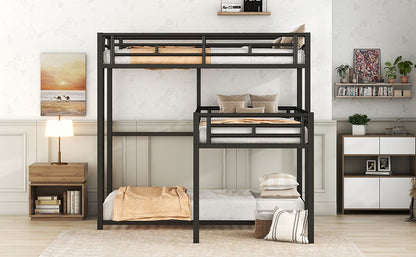 L-shaped Metal Triple Twin Size Bunk Bed New Era Fashion LLc