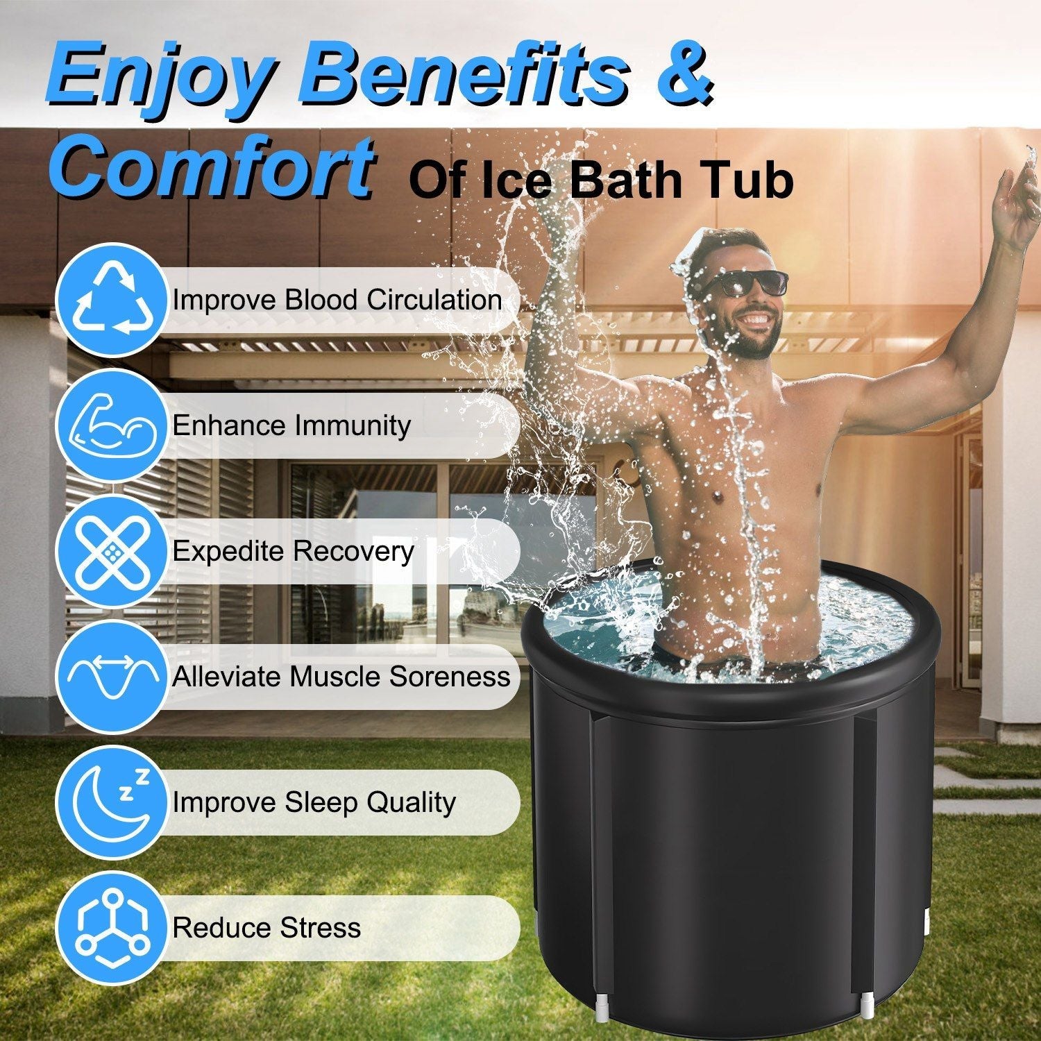 Portable Ice Bath Tub 97Gallon (370L), Portable Insulated Ice Bath Tub for Athletes Recovery, Easy Setup Ice Bathtub for Home Gym CampingCold Plunge Therapy Tub with 5-Layers Insulation, Large Ice Bat New Era Fashion LLc