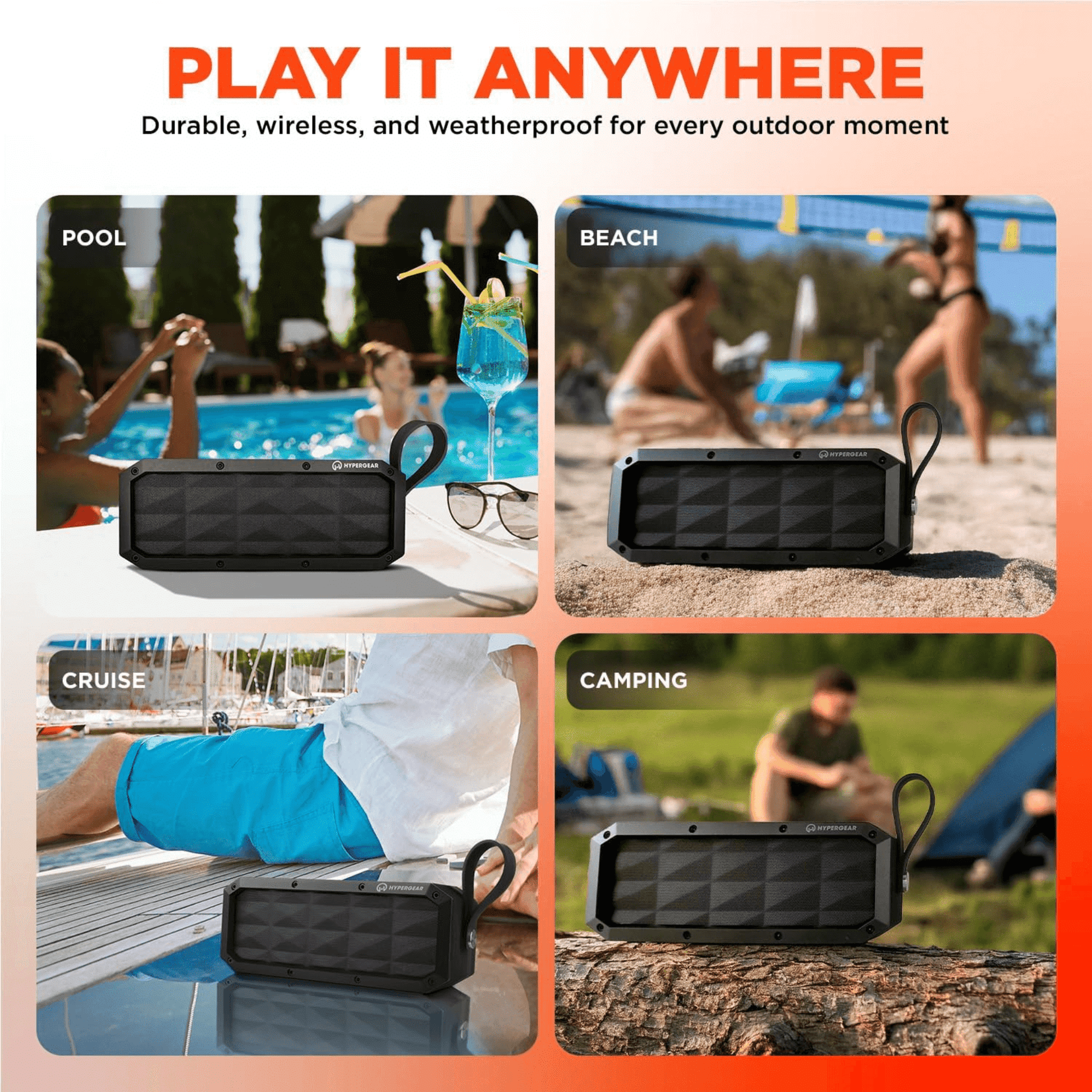 HyperGear Beast XL Water-Resistant Wireless Speaker New Era Fashion LLc