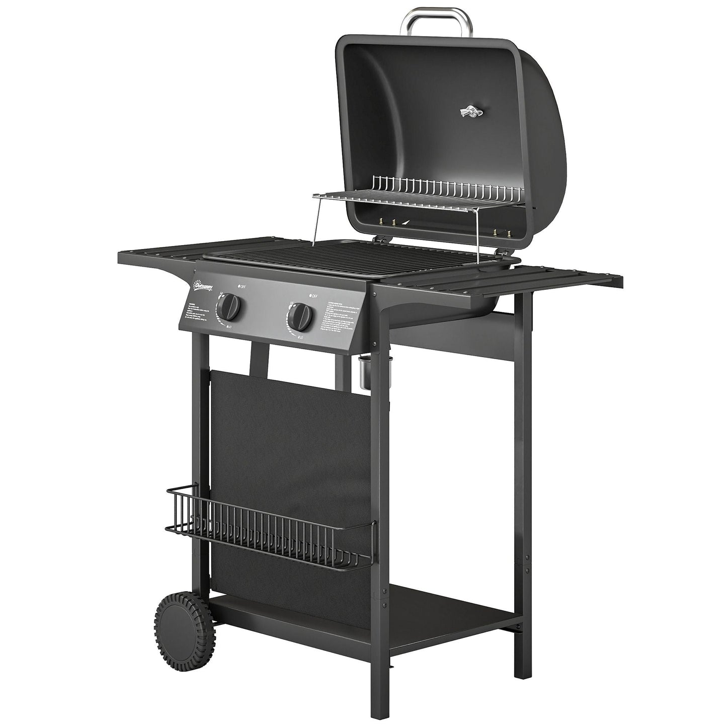 2 Burner Propane Gas Grill, 18000 BTU BBQ Grill with Wheels, Warming Rack, Shelf, Thermometer, Grease Cup, Black New Era Fashion LLc