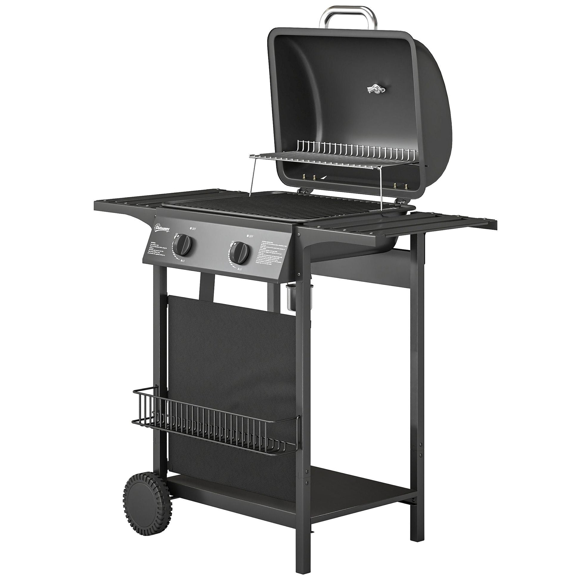 2 Burner Propane Gas Grill, 18000 BTU BBQ Grill with Wheels, Warming Rack, Shelf, Thermometer, Grease Cup, Black New Era Fashion LLc