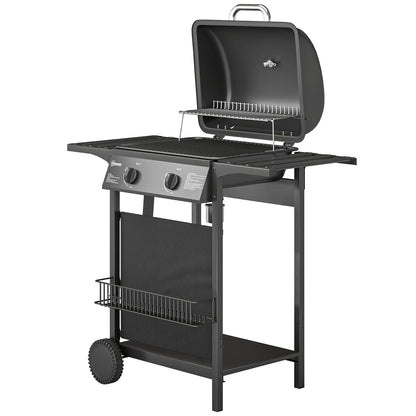 2 Burner Propane Gas Grill, 18000 BTU BBQ Grill with Wheels, Warming Rack, Shelf, Thermometer, Grease Cup, Black New Era Fashion LLc