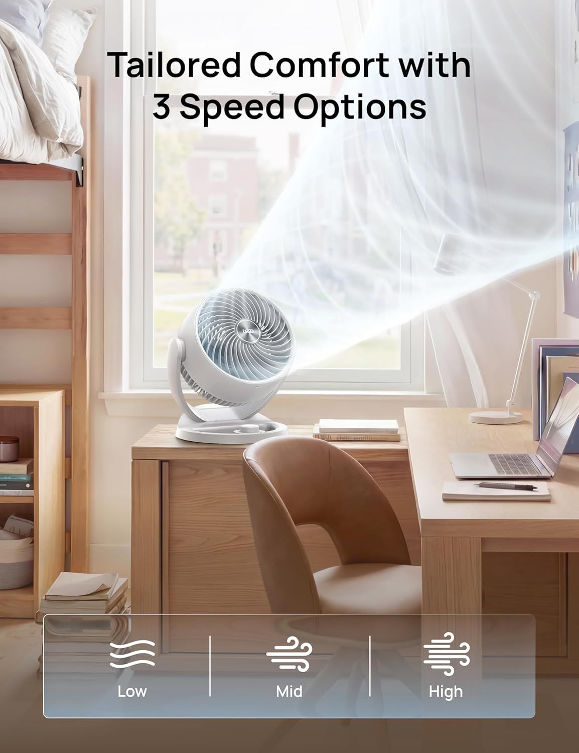 Fan for Bedroom, 12 Inches, 70ft Powerful Airflow, 25db Quiet Table Air Circulator Fans for Whole Room, 120° Adjustable Tilt, 3 Speeds, Desktop Fan for Home, Office, Kitchen New Era Fashion LLc