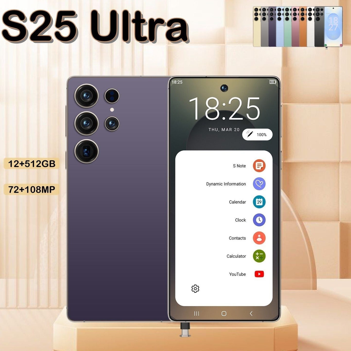 I25 Ultra 5G Smartphone, Unlocked Cell Phone, 6.8" HD Screen Unlocked Phones,  , 6000mAh Battery, Built in Pen, 12+512GB, Android 14, Face ID+Fingerprint Lock New Era Fashion LLc