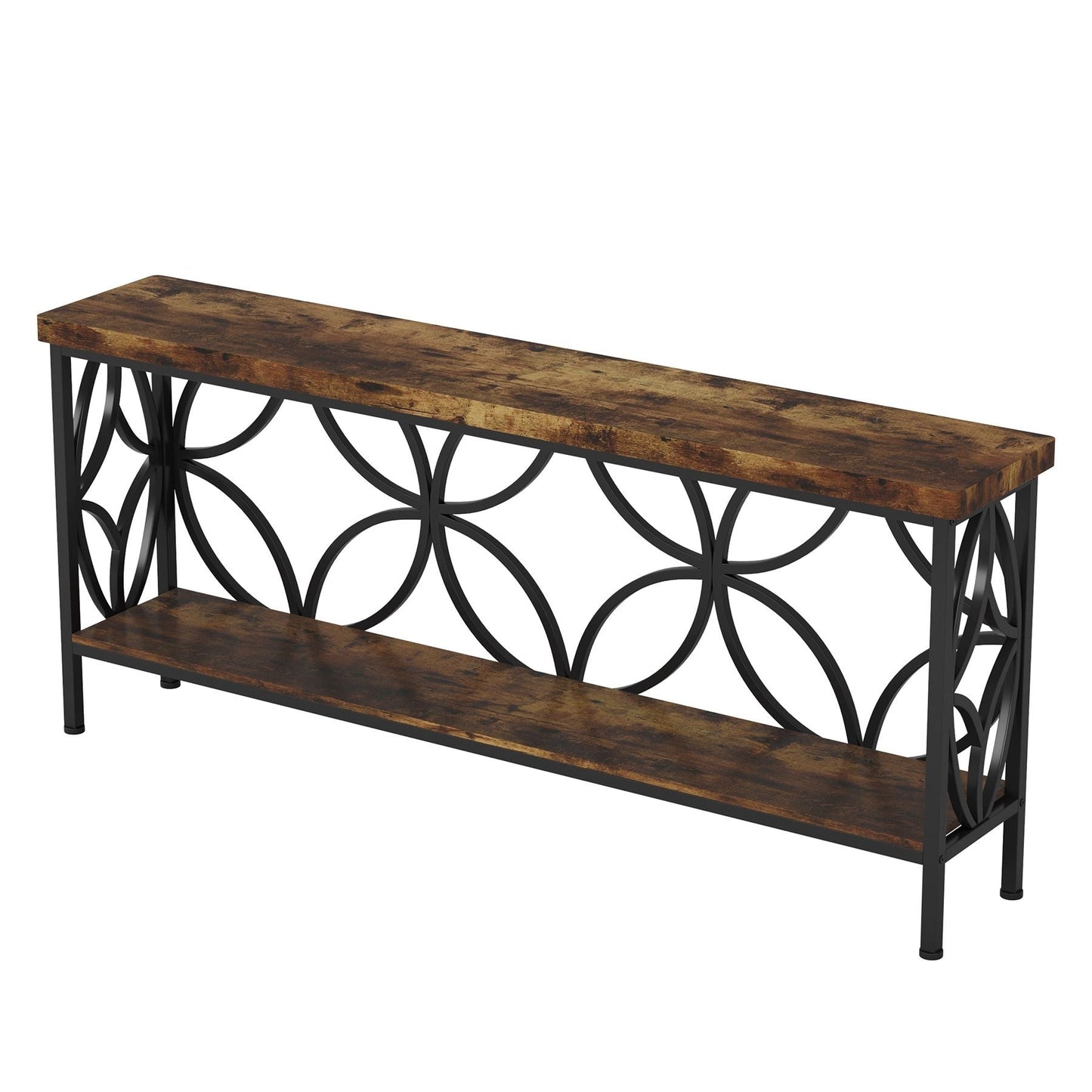 2-Tier Console Table, Industrial Sofa Table Behind Couch New Era Fashion LLc