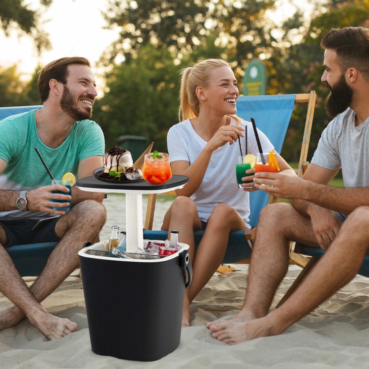 3-in-1 Portable Cooler Bar Table with Bottle Opener and Lift Top Lid for Camping Poolside New Era Fashion LLc