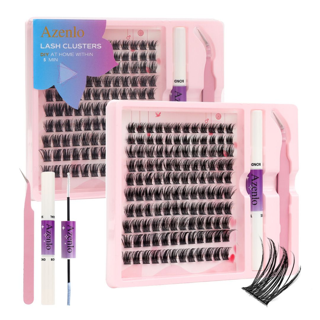 2026 Hottest New Product: False Eyelashes -  Azenlo Beginner's DIY Eyelash Extension Kit, 120 Clusters Of Large-capacity False Eyelashes, Includes Glue, Tweezers, and Complete Tool Set New Era Fashion LLc