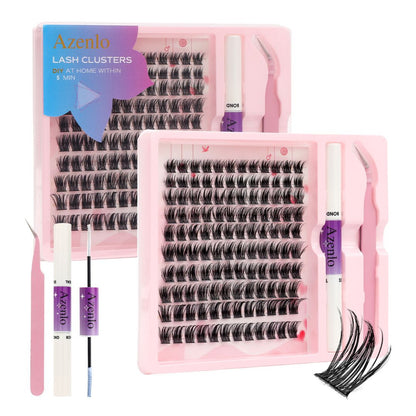 2026 Hottest New Product: False Eyelashes -  Azenlo Beginner's DIY Eyelash Extension Kit, 120 Clusters Of Large-capacity False Eyelashes, Includes Glue, Tweezers, and Complete Tool Set New Era Fashion LLc