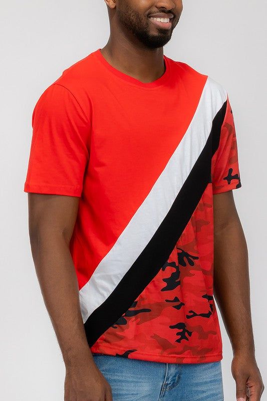SHORT SLEEVE CAMO COLOR BLOCK TSHIRT New Era Fashion LLc