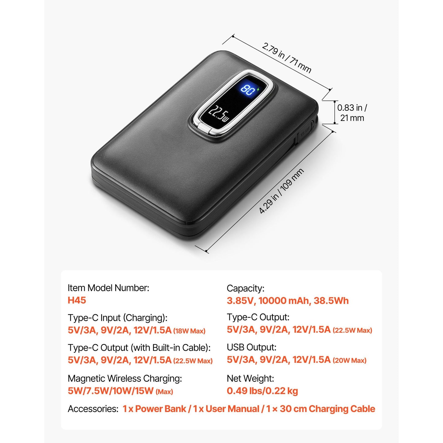 Magnetic Power Bank, 10000 mAh Battery Pack, Wireless MagSafe-Compatible Portable Charger, with Smart LED Display, Foldable Stand, Fast Charging for iPhone16/15/14/13/12 Series, Samsung, Huawei New Era Fashion LLc
