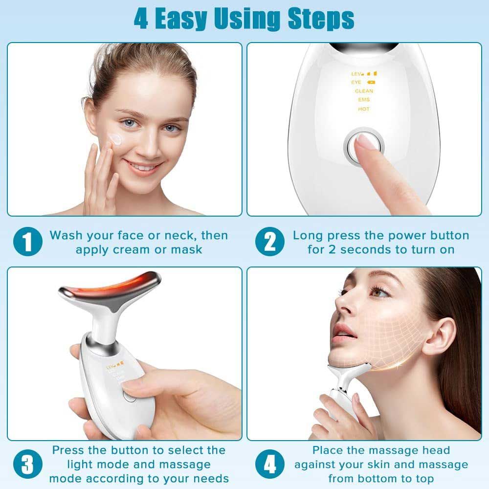 Neck Face Massager Face Sculpting Tool 3 Colour Modes and Vibration for Facial Massager for Double Chin New Era Fashion LLc