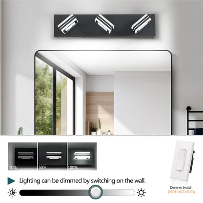 Matte Black Vanity Light Fixtures 3 Lights Up and Down LED Modern Bathroom Vanity Lights Over Mirror Acrylic Black Bath Wall Lighting New Era Fashion LLc