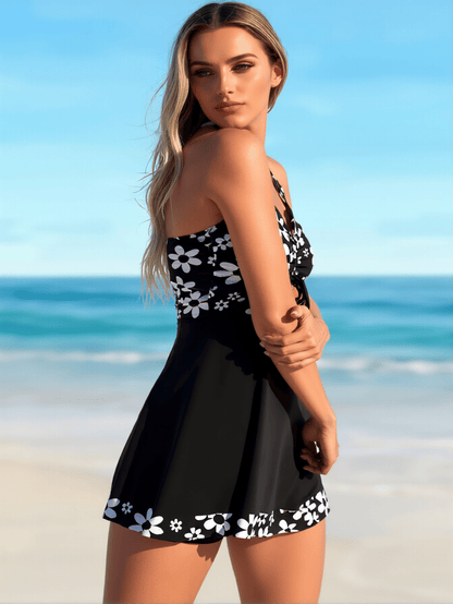 Plus Size Women's Printed Tankini, Two-Piece Vest Style Bikini with Boyshorts, European & American Cross-border Swimwear New Era Fashion LLc