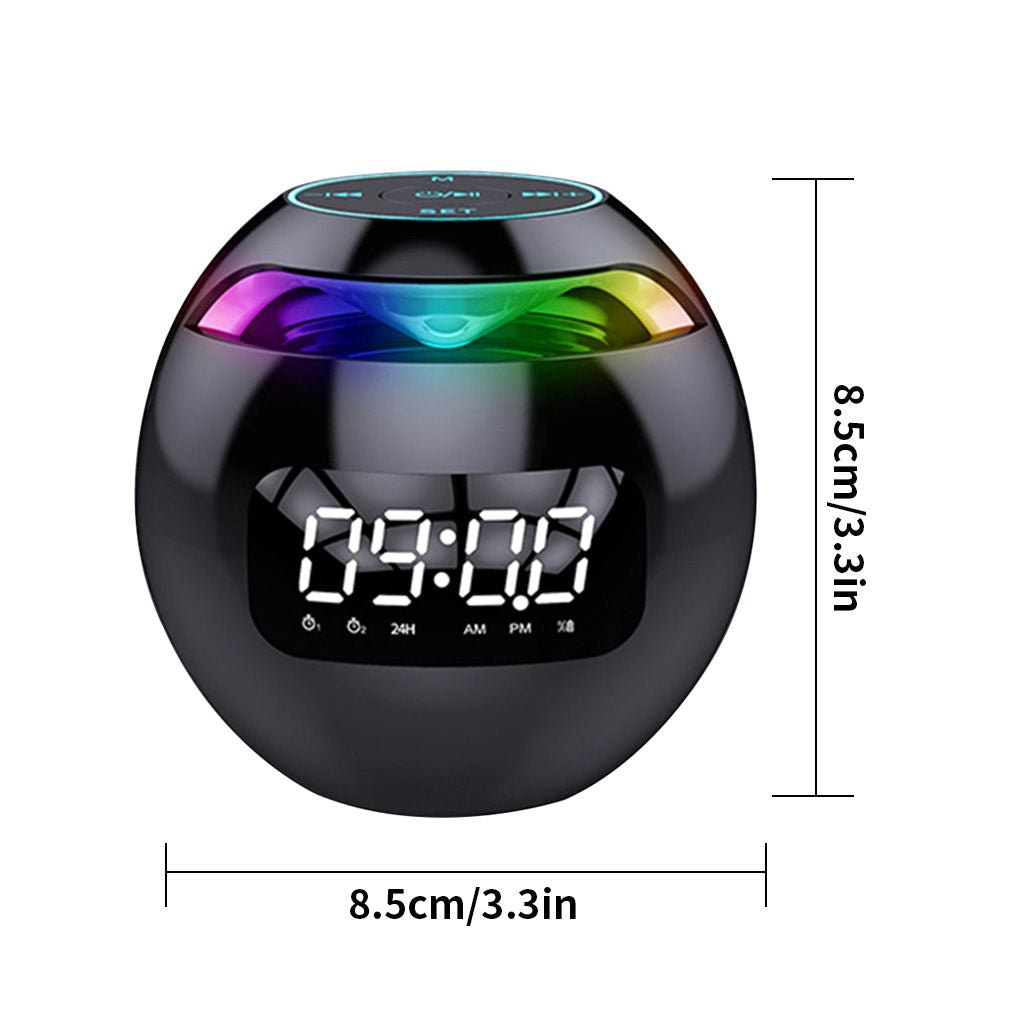 Bluetooth-compatible 5.0 Speaker with LED Digital Alarm Clock Music Player Wireless Ball Shape Clock Speaker Mini BT Speaker New Era Fashion LLc