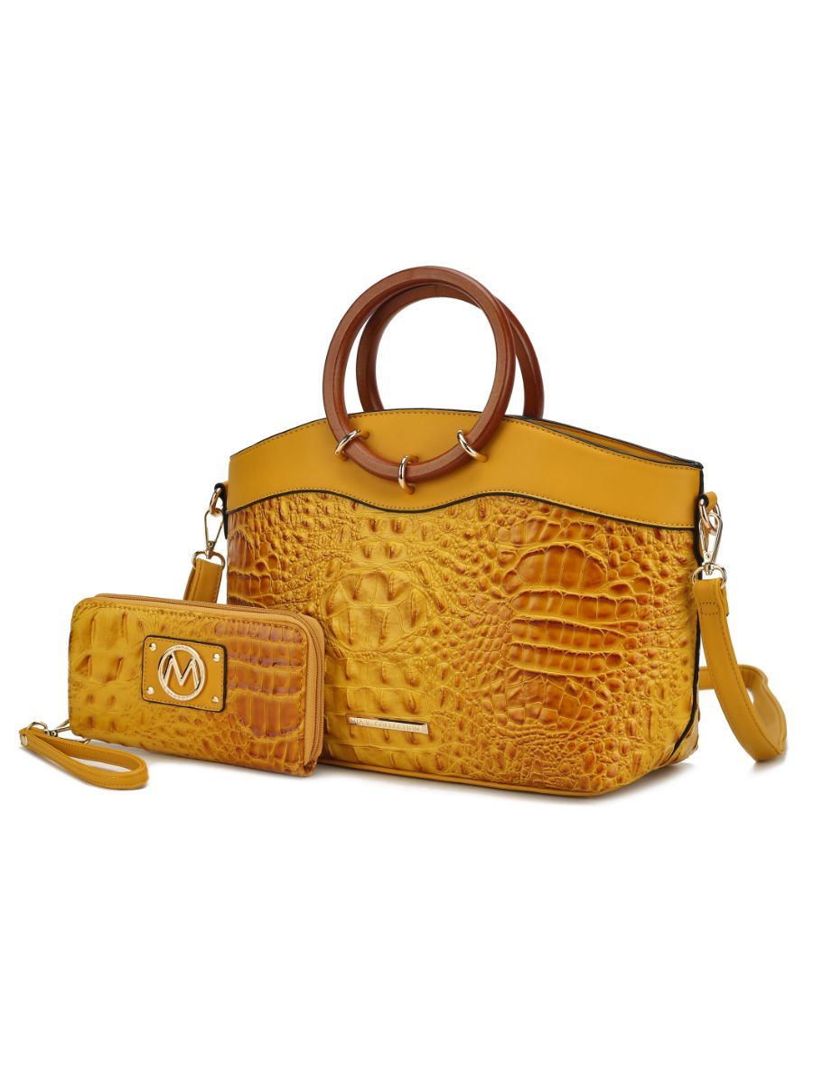MKF Collection Phoebe Faux Crocodile Embossed Vegan Leather Women Tote with Wristlet Wallet Bag by Mia k New Era Fashion LLc