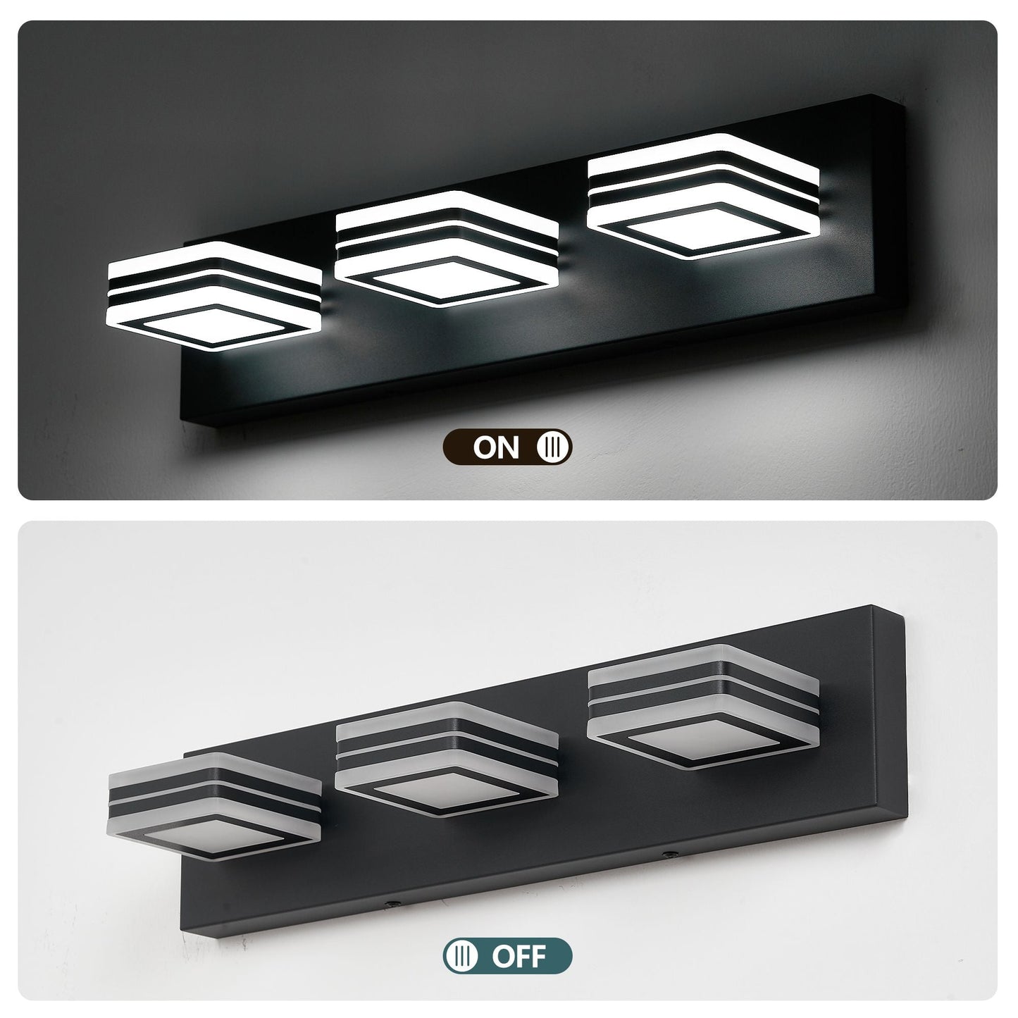 Matte Black Vanity Light Fixtures 3 Lights Up and Down LED Modern Bathroom Vanity Lights Over Mirror Acrylic Black Bath Wall Lighting New Era Fashion LLc