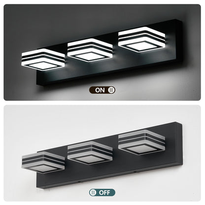 Matte Black Vanity Light Fixtures 3 Lights Up and Down LED Modern Bathroom Vanity Lights Over Mirror Acrylic Black Bath Wall Lighting New Era Fashion LLc