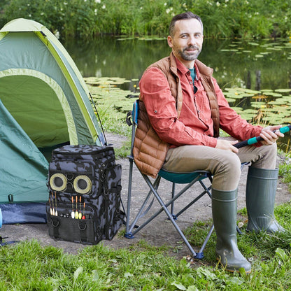 42L/11Gal Fishing Backpack Large Capacity Fishing Tackle Storage Bag with Rod Holders 16-Pocket Water-Resistant with Divider Adjustable Padded Straps for Fishing Gear Outdoor Camping Hiking New Era Fashion LLc