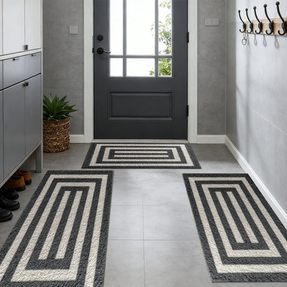 Three-piece kitchen rug set, non-slip and washable, abstract pattern kitchen hallway rug, soft and comfortable, suitable for sinks, floors, entrances, hallways and bathrooms. New Era Fashion LLc
