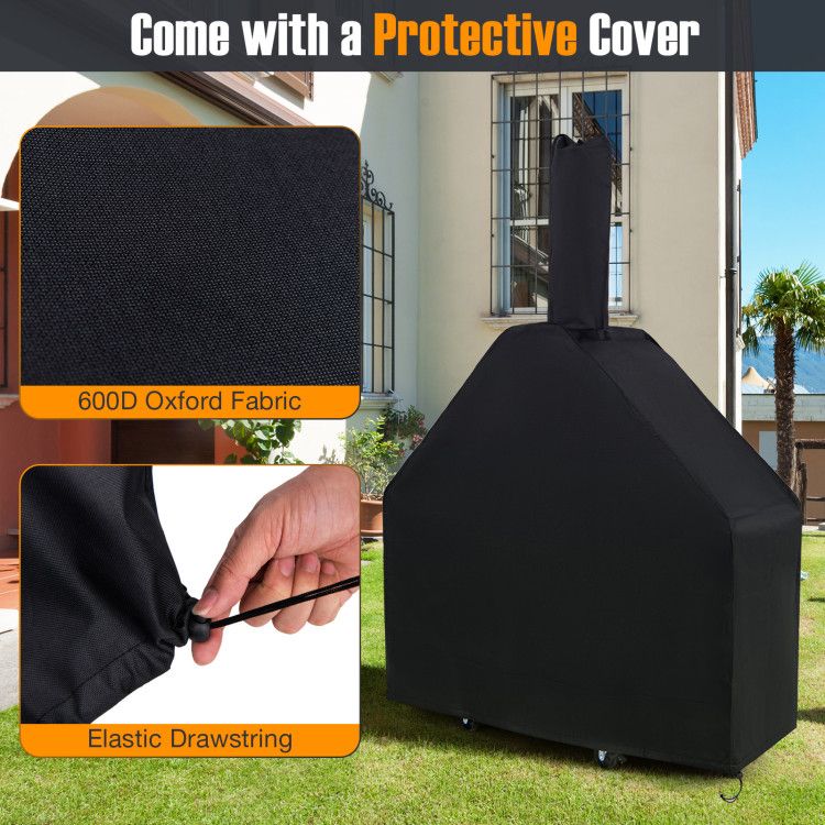 Outdoor Pizza Oven with Protective Cover and Grill Racks and Built-in Thermometer New Era Fashion LLc