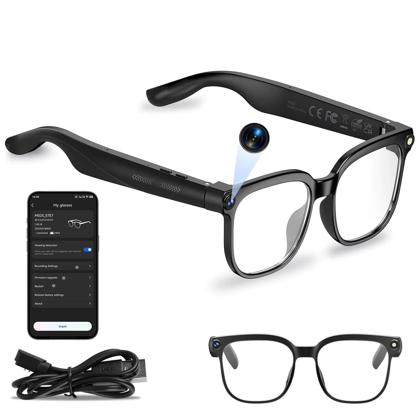 AI Smart Glasses with Camera and Audio 8MP HD1080P Real Time Translation 139 Languages Voice Assistant AI Photo Recognition Music Playback & Hands-Free Calling for Travel Meeting Vlog New Era Fashion LLc