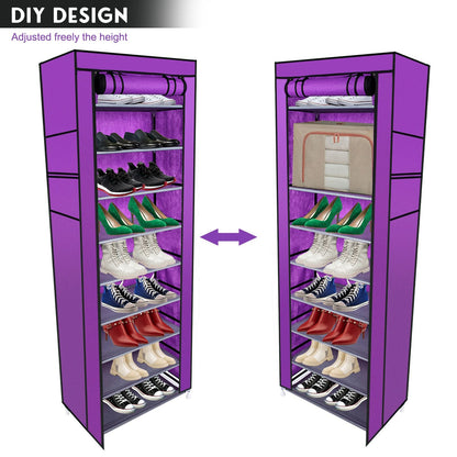 Room-saving 10-Layers 9 Lattices Non-woven Fabric Shoe Rack Black New Era Fashion LLc