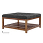Large Square Ottoman Coffee Table, 34.5 Inch Tufted Coffee Table with Solid Wood Shelf Storage, Linen Solid Upholstered Footrest Ottoman for Bedroom Living Room, 400 LBS, Dark Gray New Era Fashion LLc