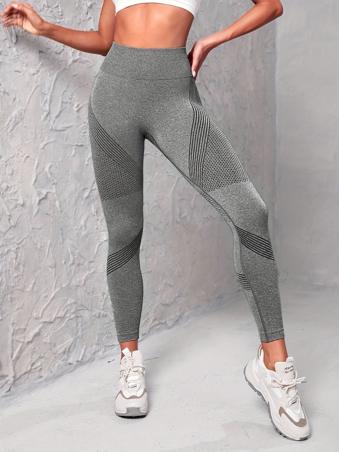 3pcs Seamless Striped Yoga Leggings For Women, High Stretch Slim Fitted Workout Gym Sports Pants, Women's Activewear New Era Fashion LLc