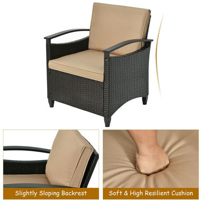 3 Pieces Patio Rattan Furniture Set Cushioned Sofa Storage Table with Shelf Garden New Era Fashion LLc