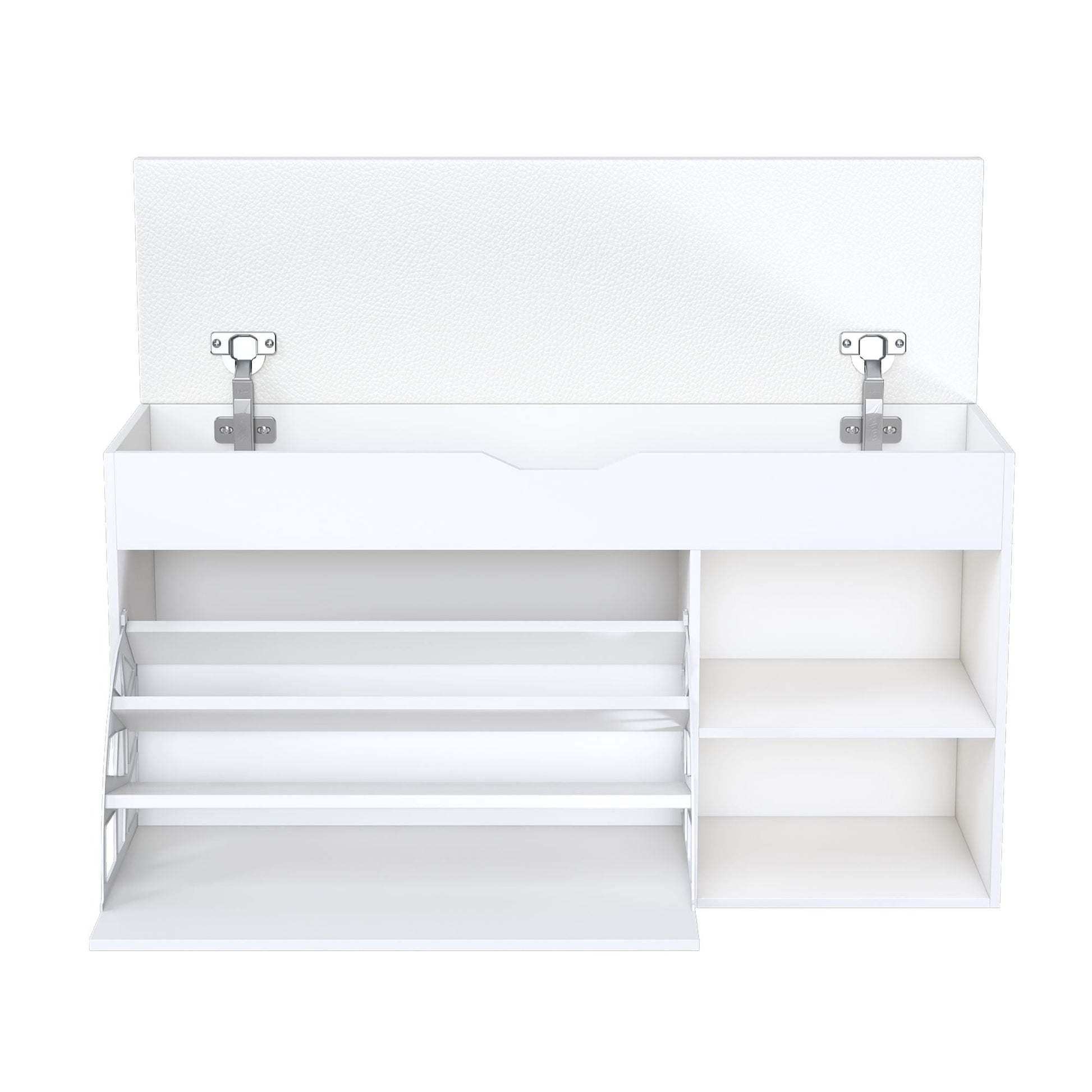 Entryway Bench with Shoe Storage,Adjustable 3-Tier Flip-Up Drawers & Hidden Cabinet,Space-Saving Shoe Organizer,Triple Storage and Modern Design,for Hallway and Living Room New Era Fashion LLc