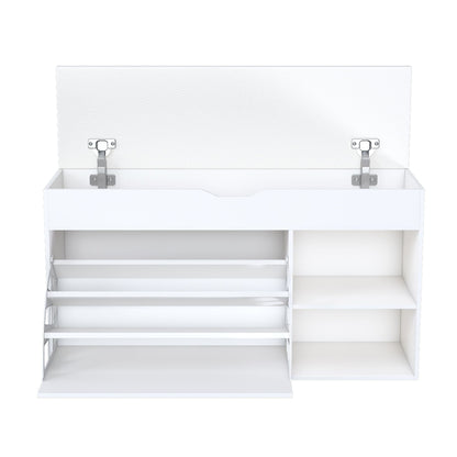 Entryway Bench with Shoe Storage,Adjustable 3-Tier Flip-Up Drawers & Hidden Cabinet,Space-Saving Shoe Organizer,Triple Storage and Modern Design,for Hallway and Living Room New Era Fashion LLc