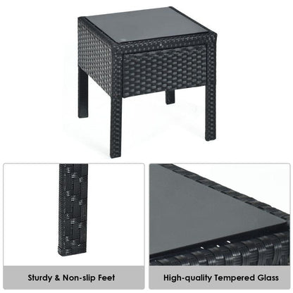 3 Pieces Outdoor Rattan Patio Conversation Set with Seat Cushions New Era Fashion LLc