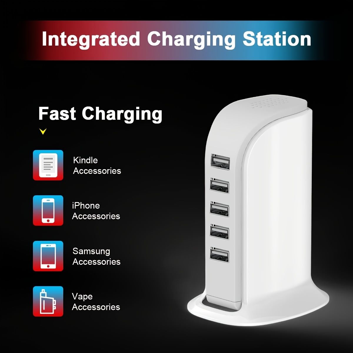 1pc USB Charger; Multi-Device Charging Station; Fast Charging Block; USB Charging Hub With Multi-Ports For IPhone; IPad; Kindle; Travel Accessories New Era Fashion LLc