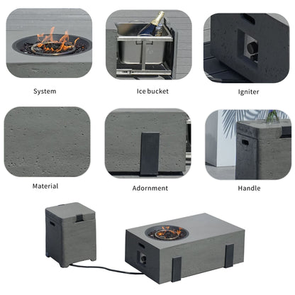 7-Piece Patio Aluminum Sofa Set with Rectangular Firepit Table & Side Table New Era Fashion LLc