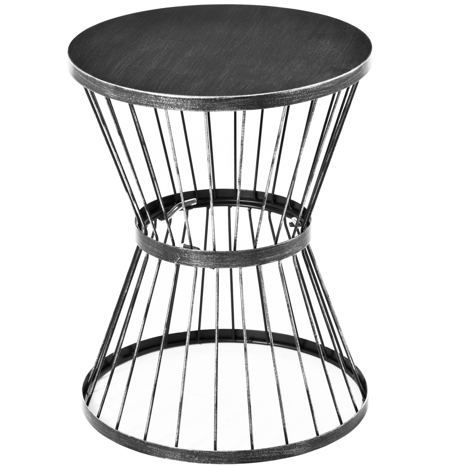Patio End Table 16" Steel Side Table with Hourglass Design Black Accent Table for Outdoor and Indoor Use New Era Fashion LLc