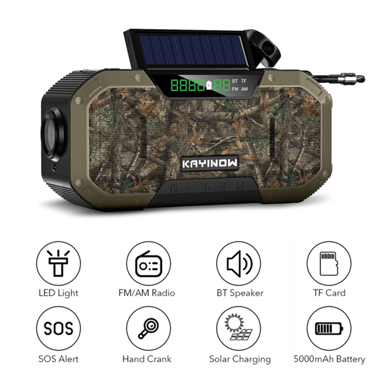 Solar Radio Hand Crank Emergency Flashlight Reading Light AM FM NOAA Phone Charger SOS Alarming Outdoor Survival Power Bank New Era Fashion LLc